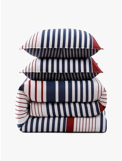 Tommy Hilfiger Bold Stripe Print Comforter Set In Blue