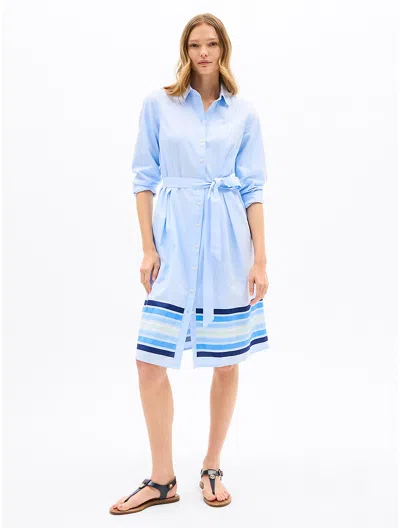 Tommy Hilfiger Border Stripe Shirtdress In Vessel Blue