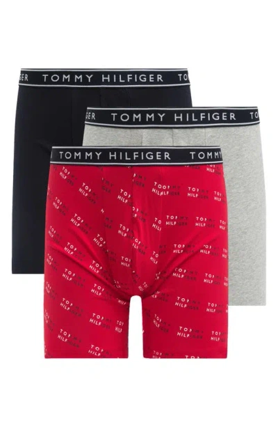 Tommy Hilfiger Boxer Briefs In Red/ Black/ Grey