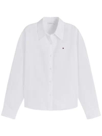 Tommy Hilfiger Boxy Long Sleeve Poplin Shirt In White