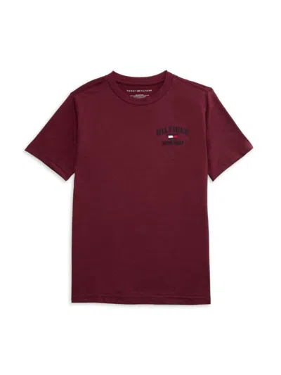 Tommy Hilfiger Kids' Boy's Collegiate Logo Tee In Burgundy