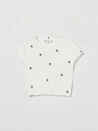 Tommy Hilfiger Kids'  Boy's Crewneck Cotton T-shirt With Embroidered Logo In White