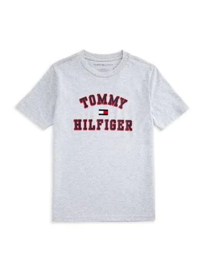 Tommy Hilfiger Kids' Boy's Logo Crewneck Tee In Grey Heather