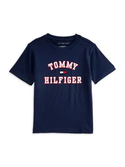 Tommy Hilfiger Kids' Boy's Logo Crewneck Tee In Navy Blazer