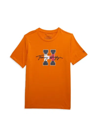 Tommy Hilfiger Babies' Boy's Logo Crewneck Tee In Orange