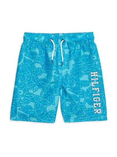 Tommy Hilfiger Babies' Boy's Logo Floral Swim Shorts In Blue