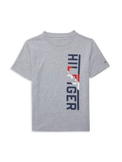 Tommy Hilfiger Kids' Boy's Logo T Shirt In Grey Heather