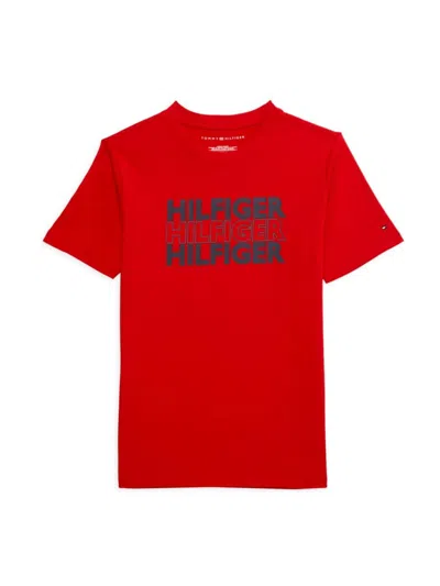 Tommy Hilfiger Kids' Boy's Logo Tee In Red