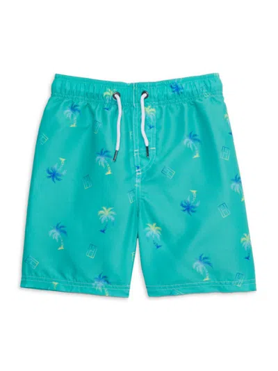 Tommy Hilfiger Babies' Boy's Palm Swim Trunks In Aqua Green