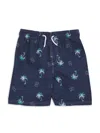 Tommy Hilfiger Boy's Palm-tree Print Swim Shorts In Navy Blazer