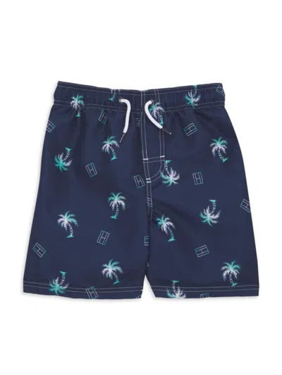 Tommy Hilfiger Babies' Boy's Palm-tree Print Swim Shorts In Navy Blazer