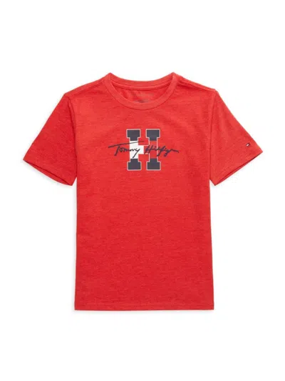 Tommy Hilfiger Kids' Boy's Script Logo Graphic Tee In Red