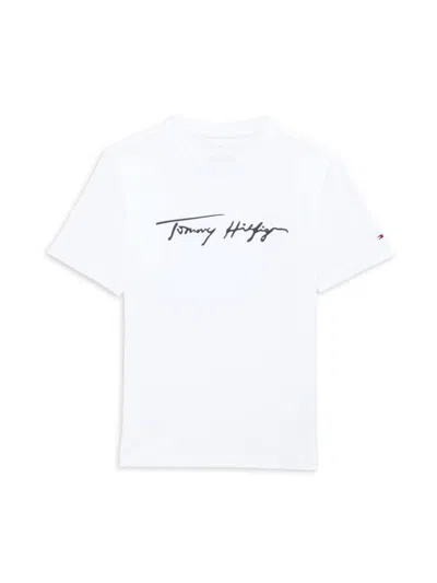 Tommy Hilfiger Babies' Boy's Script Logo Tee In Fresh White
