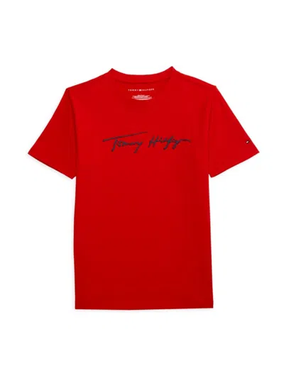 Tommy Hilfiger Babies' Boy's Script Logo Tee In Red