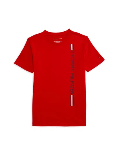 Tommy Hilfiger Kids' Big Boys Tommy Signature Bar Short Sleeve Tee In Red
