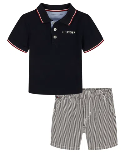 Tommy Hilfiger Kids' Boys 2t-7 2-piece Woven Short Set In Black