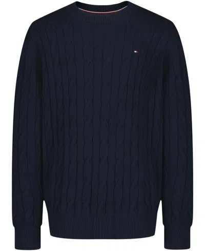 Tommy Hilfiger Kids' Boys 2t-7 Crewneck Cable Knit Sweater In Blue