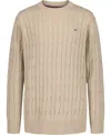 Tommy Hilfiger Boys 2t-7 Crewneck Cable Knit Sweater In Brown