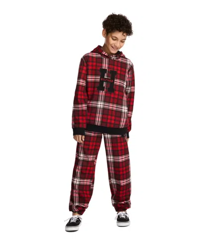 Tommy Hilfiger Kids' Boys 2t-7 Plaid Patterned Joggers In Burgundy