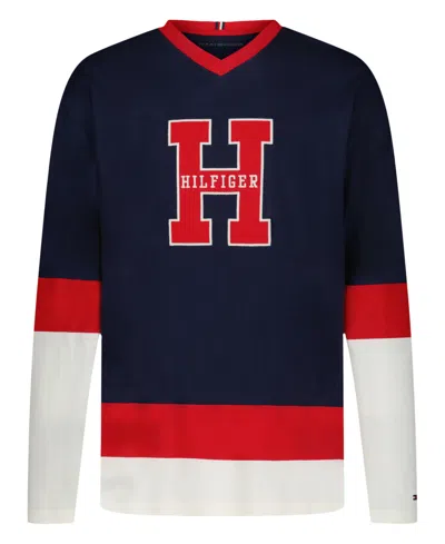 Tommy Hilfiger Kids' Boys 2t-7 V-neck Team Jersey T-shirts In Blue