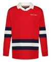 Tommy Hilfiger Boys 2t-7 Varsity Long Sleeve Polo Shirt In Red