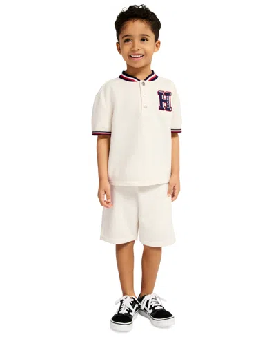 Tommy Hilfiger Kids' Boys' 2t-7 Short-sleeve Polo Shirt And Shorts, 2-piece Set In White