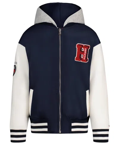 Tommy Hilfiger Kids' Boys' 4-20 Hooded Fleece-lined Bomber Jacket, Created For Macy's In Blue