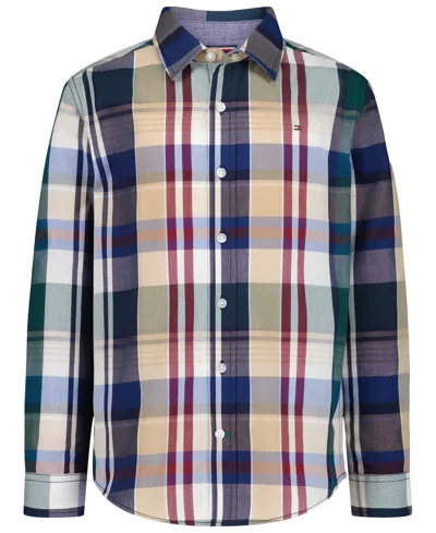 Tommy Hilfiger Kids' Boys' 4-20 Long-sleeve Point-collar Plaid Shirt In Multi