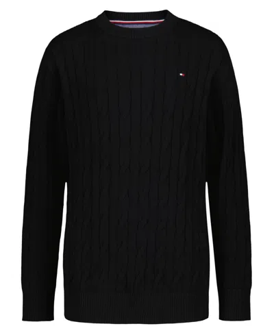 Tommy Hilfiger Boys 8-20 Crewneck Cable Knit Sweater In Black