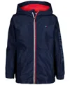 Tommy Hilfiger Boys 8-20 Full Zip Hooded Windbreaker Jacket In Blue