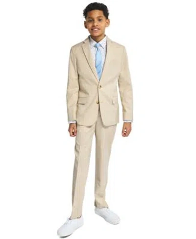 Tommy Hilfiger Kids' Boys 8 20 Long Sleeve Stretch Floral Print Shirt Modern Fit Jacket Suit Pants In Navy