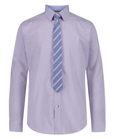 Tommy Hilfiger Kids' Boys' 8-20 Long-sleeve Stretch Mini Gingham Shirt In Purple