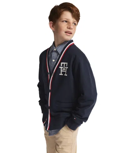 Tommy Hilfiger Kids' Boys' 8-20 Minimal V-neck Cardigan In Blue