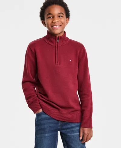 Tommy Hilfiger Boys 8-20 Quarter-zip Sweater In Burgundy
