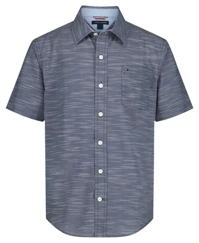 Tommy Hilfiger Kids' Boys' 8-20 Short-sleeve Woven Shirt In Blue