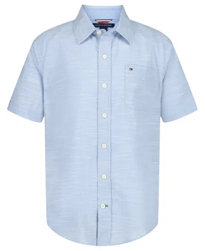 Tommy Hilfiger Kids' Boys' 8-20 Short-sleeve Woven Shirt In Blue