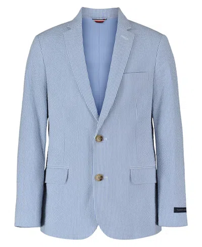 Tommy Hilfiger Kids' Boys' 8-20 Stretch Seersucker Sport Jacket In Blue