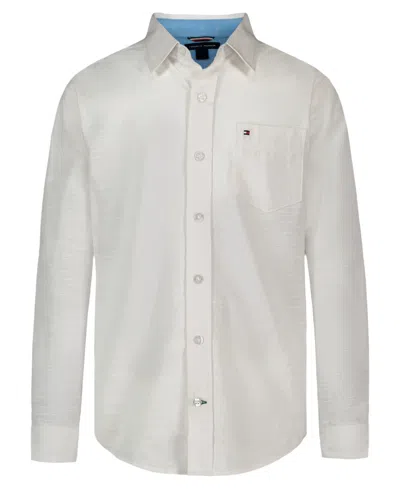 Tommy Hilfiger Kids' Boys 8-20 Texture Woven Long-sleeve Shirt In White