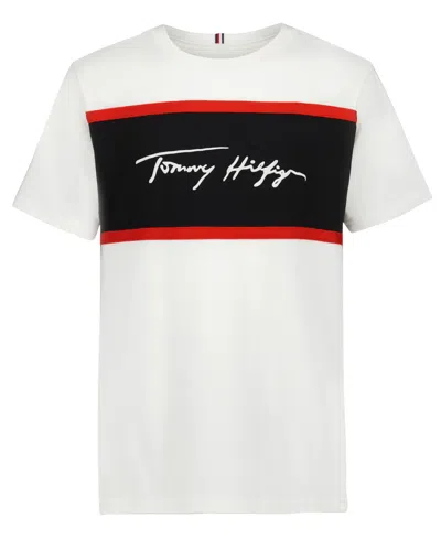 Tommy Hilfiger Kids' Boys' 8-20 Color-block Logo Graphic Short-sleeve T-shirt In White