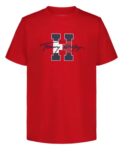 Tommy Hilfiger Kids' Boys' 8-20 Script H Logo Print T-shirt In Red