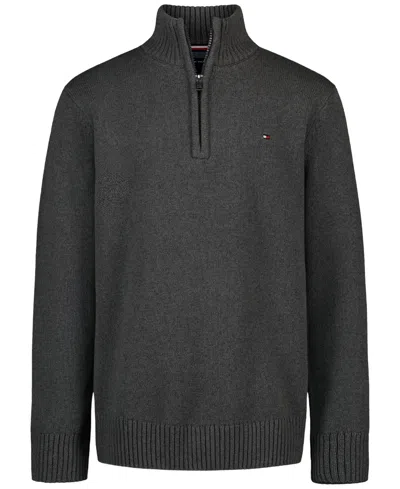 Tommy Hilfiger Kids' Boys' 8-20 Zipneck Cotton Quarter-zip Sweater In Black