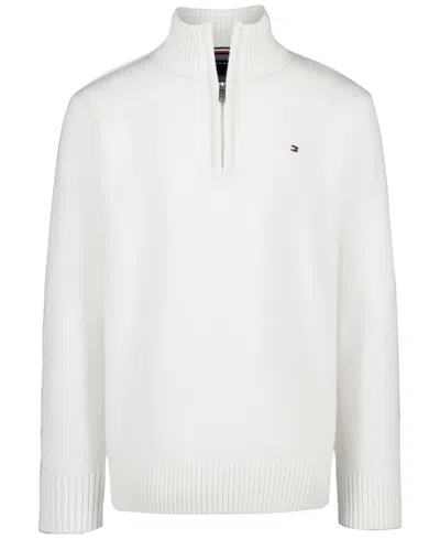 Tommy Hilfiger Kids' Boys' 8-20 Zipneck Cotton Quarter-zip Sweater In White