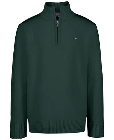 Tommy Hilfiger Kids' Boys' 8-20 Zipneck Cotton Quarter-zip Sweater In Green