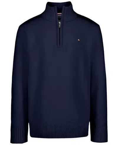 Tommy Hilfiger Kids' Boys' 8-20 Zipneck Cotton Quarter-zip Sweater In Blue