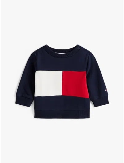 Tommy Hilfiger Boys' Babies' Flag Logo Stretch Sweatshirt In Blue