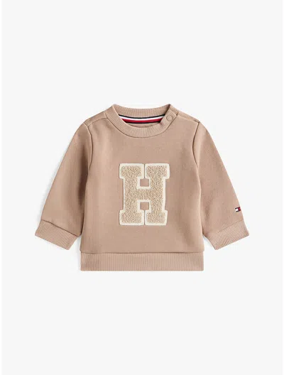 Tommy Hilfiger Boys' Babies' Letter Logo Fleece Sweatshirt In Brown