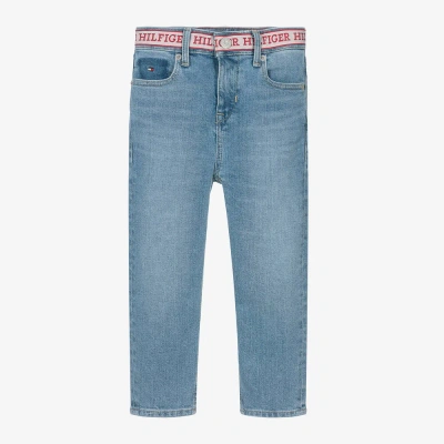 Tommy Hilfiger Kids' Boys Blue Denim Jacquard-waist Jeans