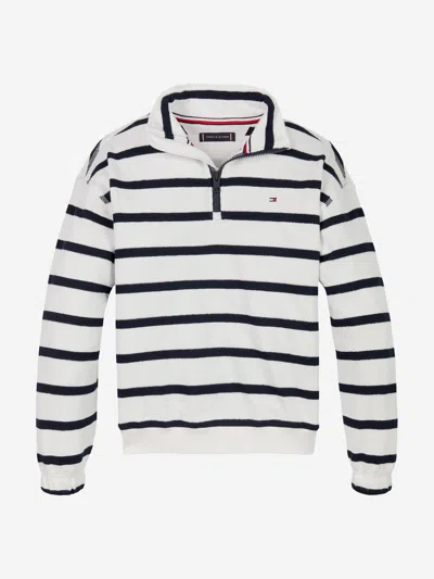 Tommy Hilfiger Kids'  Boys Breton Stripe Half Zip Sweatshirt In White