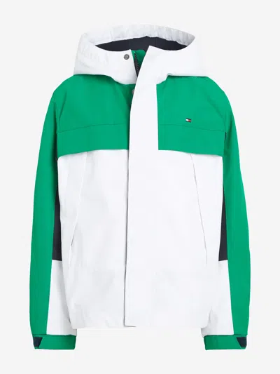 Tommy Hilfiger Kids' Boys Colourblock Hooded Jacket In Green