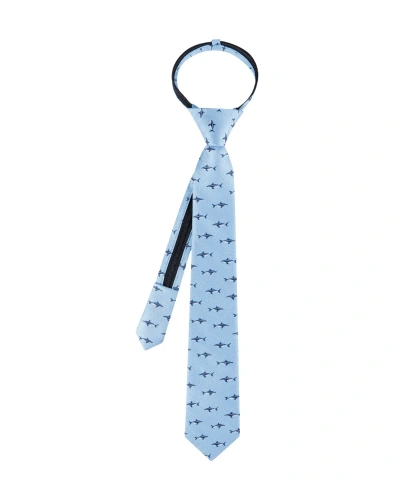 Tommy Hilfiger Kids' Boys Finn Shark Printed Pre-tied Zipper Tie In Blue